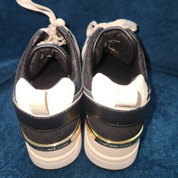 NWOT Michael Kors  Lace-Up Sneakers – Women’s Size 7M Black, Gold & Cream - Picture 8 of 16